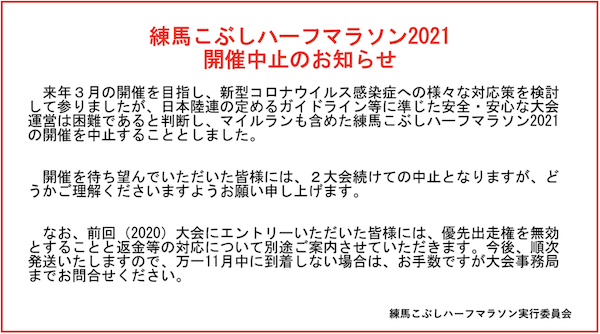 練馬こぶしハーフマラソン 2021