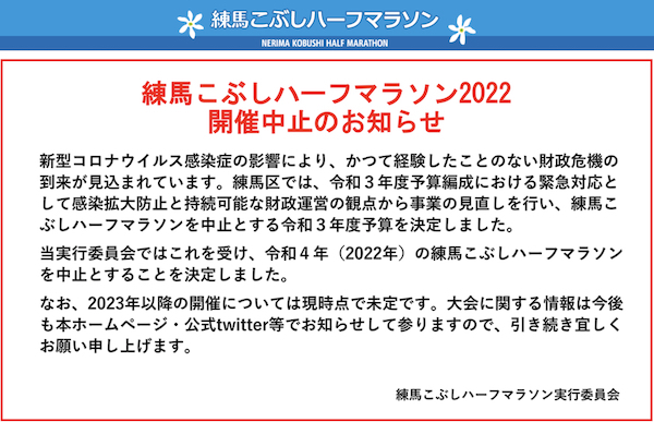 練馬こぶしハーフマラソン 2022