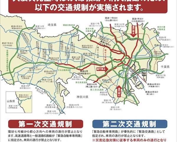 大震災発生を想定した防災訓練に伴う交通規制